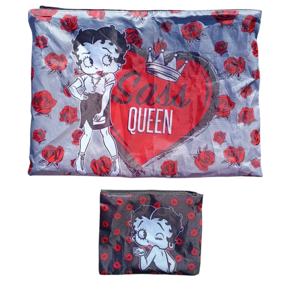 Betty Boop 2 Piece Bag Set Zipper Pouches